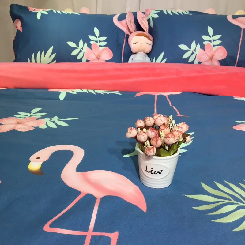 Bedroom Decoration Cotton Green Bedding Sets Lovely Flamingos Printed Comfortable and Cozy Duvet Cover Sets for
Bedroom Decoration Cotton Green Bedding Sets Lovely Flamingos Printed Comfortable and Cozy Duvet Cover Sets for