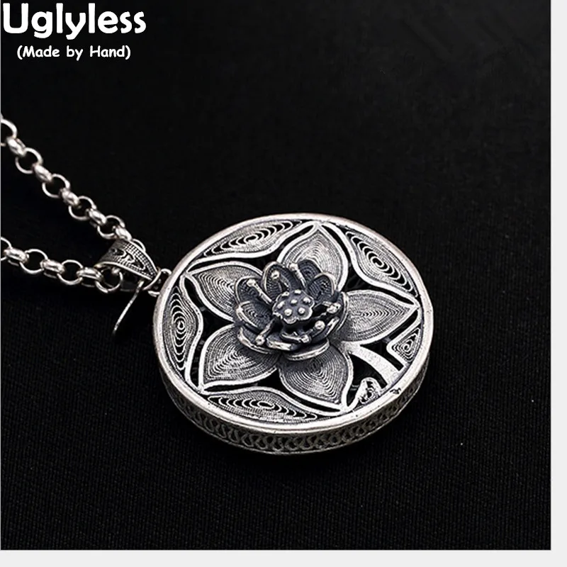 Uglyless Real 999 Fine Thai Silver Engraved Round Flower Pendant without Chain Retro Women Ethnic Filigree Jewelry Exotic Bijoux
Uglyless Real 999 Fine Thai Silver Engraved Round Flower Pendant without Chain Retro Women Ethnic Filigree Jewelry Exotic Bijoux