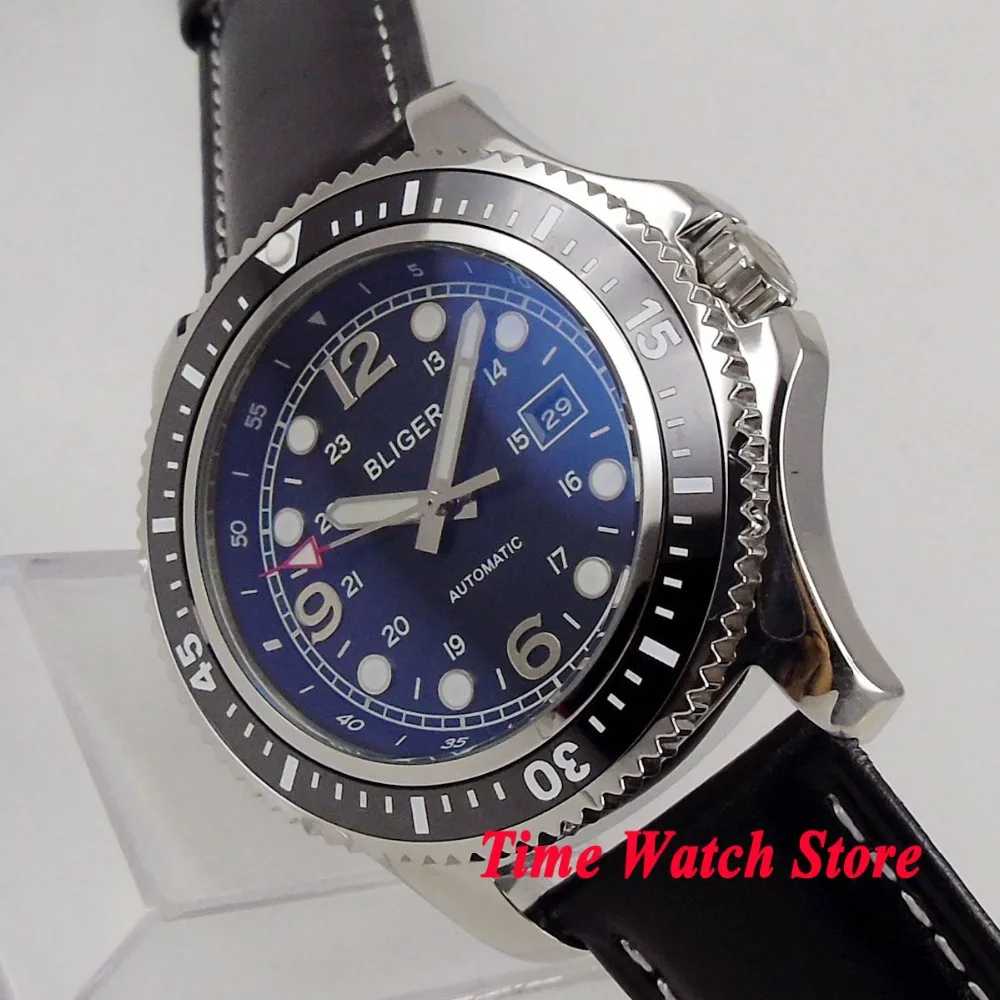 44mm BLIGER men's watch black dial luminous ceramic bezel leather strap MIYOTA Automatic movement wrist watch men 120
44mm BLIGER men's watch black dial luminous ceramic bezel leather strap MIYOTA Automatic movement wrist watch men 120