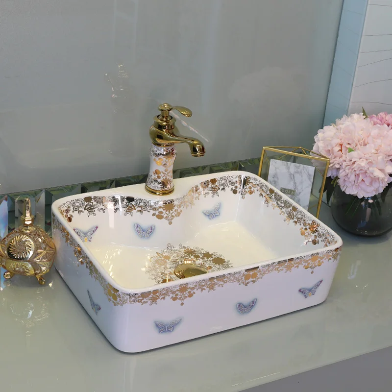 China Artistic butterfly pattern Porcelain Art Bathroom Sink Lavabo Washbasin Sink counter top countertop washbasin rectangular
China Artistic butterfly pattern Porcelain Art Bathroom Sink Lavabo Washbasin Sink counter top countertop washbasin rectangular