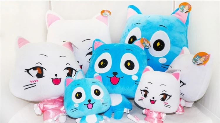 23 56 см аниме Фея хвост счастливый & Карла шаруру Кот плюшевая игрушка Kawaii
