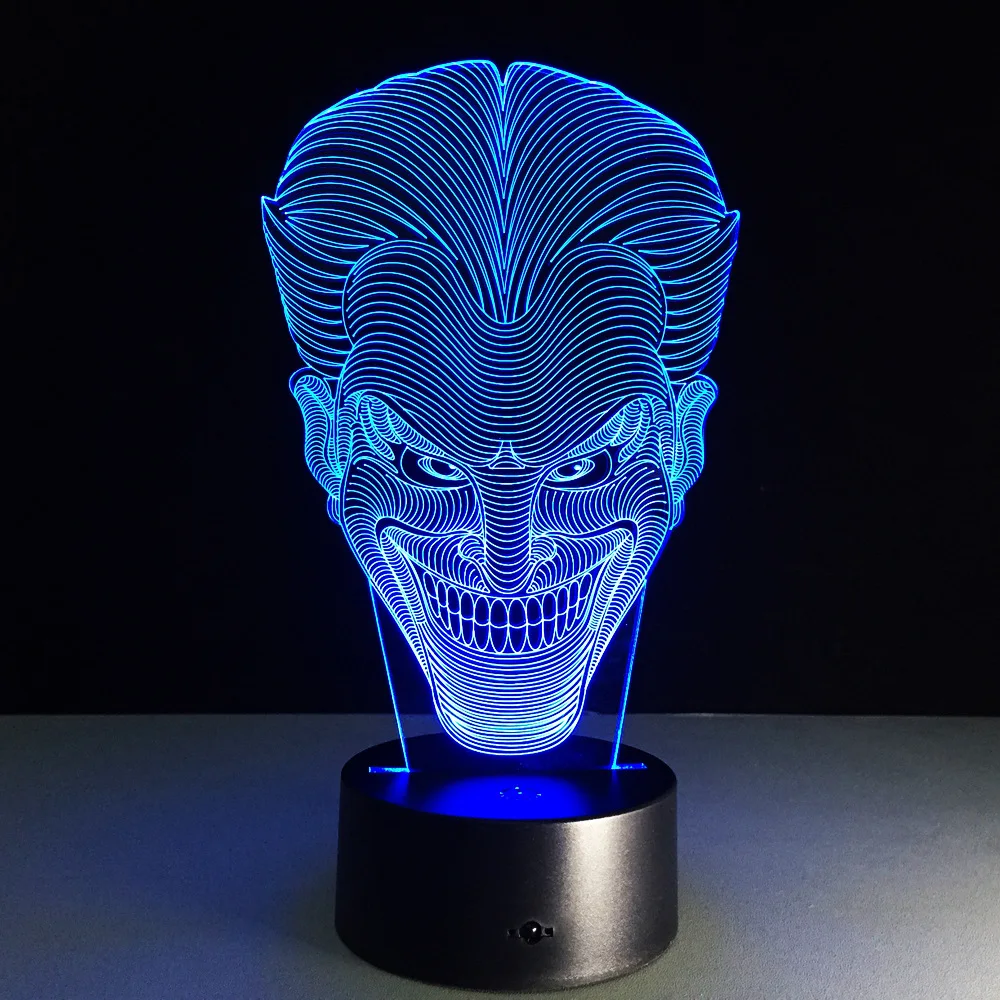 Halloween Kids Gift Jack Smile Face 3D Lamp Movie Character Laughing Joker Desk Lamp with 7 Color Night Light Halloween Light
Halloween Kids Gift Jack Smile Face 3D Lamp Movie Character Laughing Joker Desk Lamp with 7 Color Night Light Halloween Light