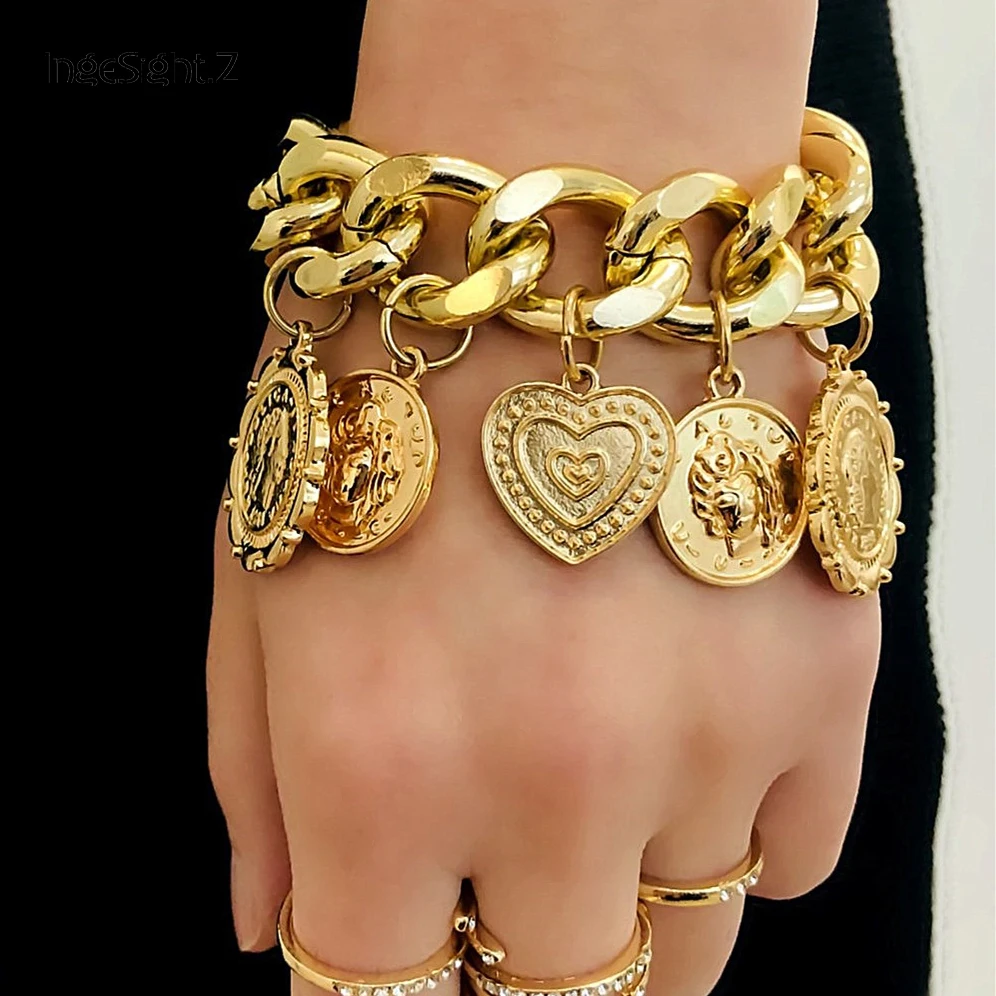 IngeSight.Z Vintage Carved Coin Heart Bracelets Bangles Charm Curb Cuban Multiple Pendants Bracelets for Women Men Jewelry Gifts
IngeSight.Z Vintage Carved Coin Heart Bracelets Bangles Charm Curb Cuban Multiple Pendants Bracelets for Women Men Jewelry Gifts