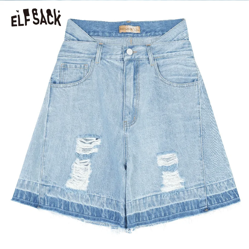 ELFSACK Cotton Denim Women Shorts Casual Hole Light Color Female Short Fashion Mid Waist Straight Woman Shorts 2019 New Summer
ELFSACK Cotton Denim Women Shorts Casual Hole Light Color Female Short Fashion Mid Waist Straight Woman Shorts 2019 New Summer