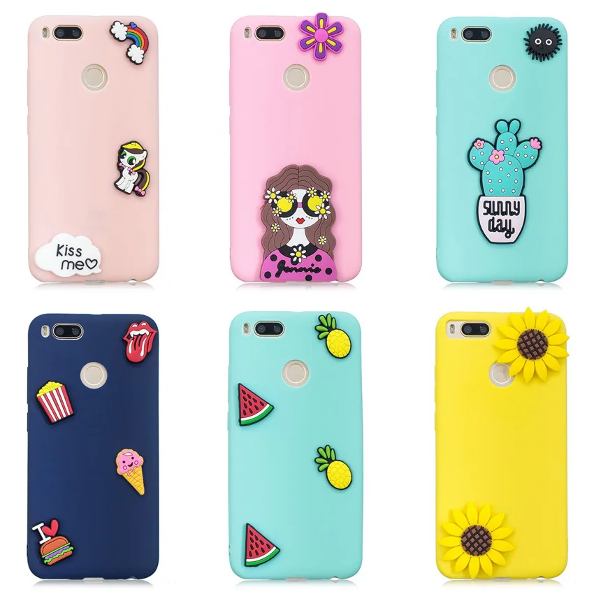 3D Relief Silicon Phone Case For Xiaomi Mi A1 Cute Candy color Soft Unicorn Pineapple TPU Cases mia1 xiaomi 5x | Мобильные телефоны