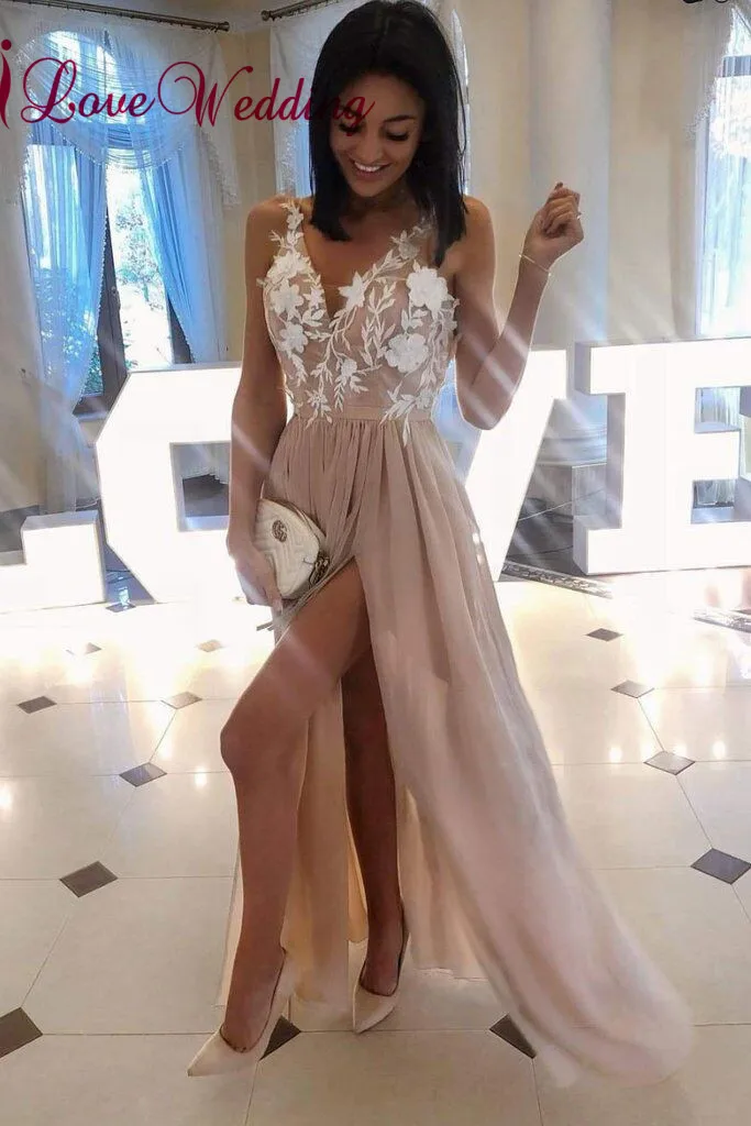 New Arrival Sexy V Neck Lace applique Formal Dress Custom made A Line Side Split Elegant Long Evening Dresses
New Arrival Sexy V Neck Lace applique Formal Dress Custom made A Line Side Split Elegant Long Evening Dresses