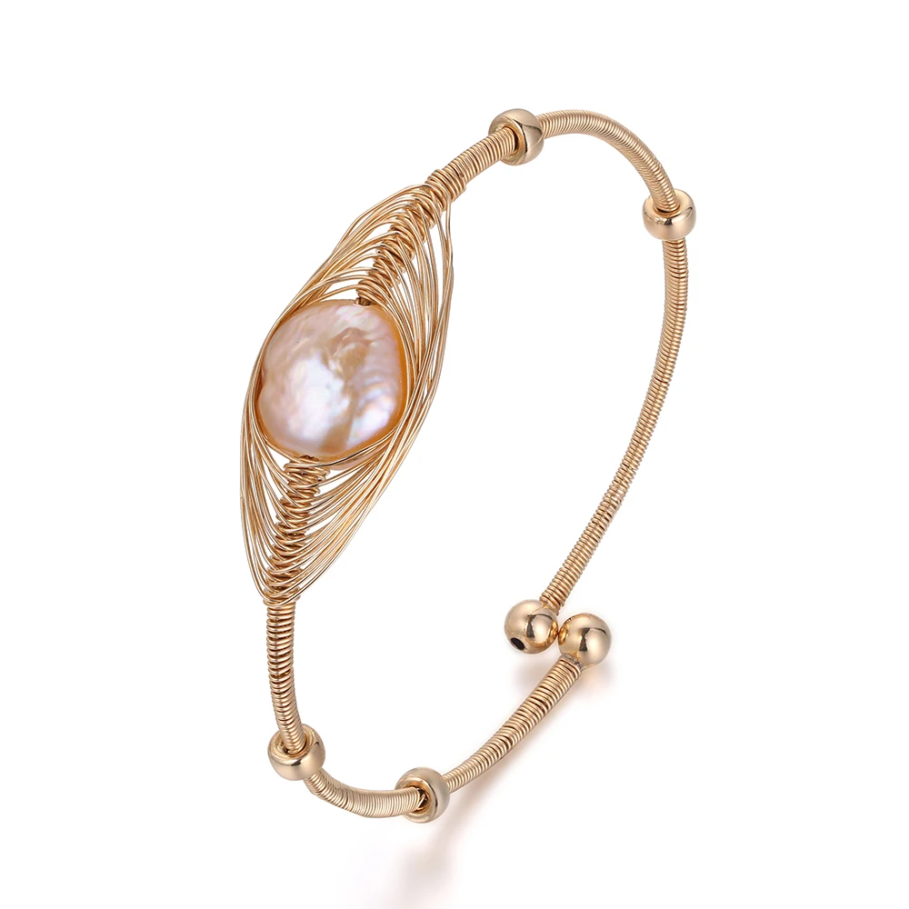 Adjustable Gold Bangle Bracelets Baroque 15-16mm Big Round Freshwater Pearl Bangles Fashion Wire Evil Eye Bangles For Women 2019
Adjustable Gold Bangle Bracelets Baroque 15-16mm Big Round Freshwater Pearl Bangles Fashion Wire Evil Eye Bangles For Women 2019