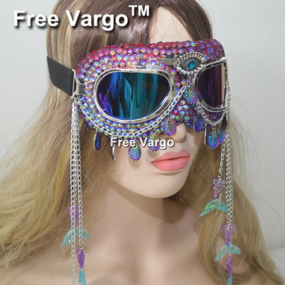 Holographic Mermaid Scale Rave Streampunk Burning Man Goggle Chain Spike Costume Cyber Goth Goggles Stage Dj Mask For Women
Holographic Mermaid Scale Rave Streampunk Burning Man Goggle Chain Spike Costume Cyber Goth Goggles Stage Dj Mask For Women