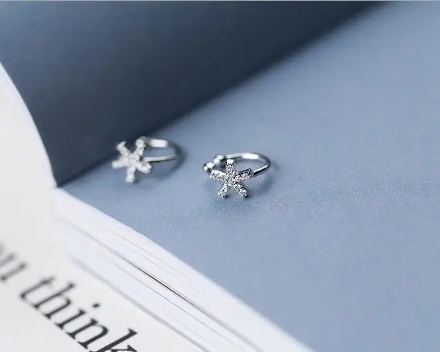 8mm Small) 1pair 100% Real. 925 Sterling Silver Fine Jewelry Flower Clip earrings new (NO pierced) with white cz setted gtle1937 | Украшения