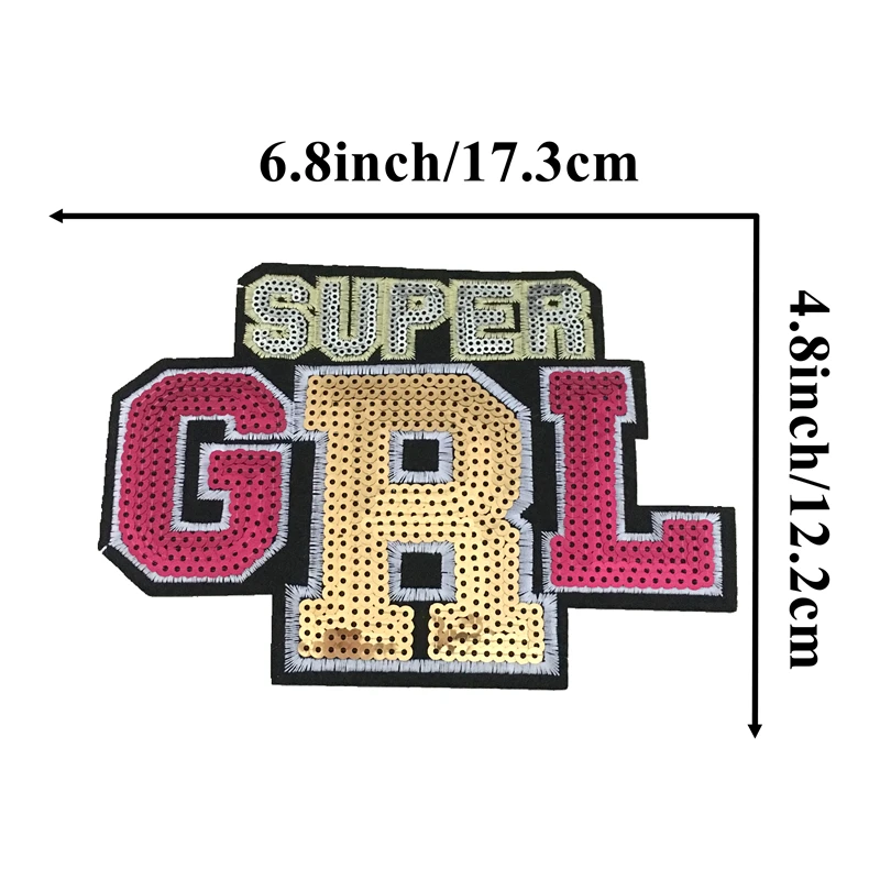 New Arrival SUPER GIRL Iron on Patches for Clothing Letters Sequined Embroidery Applique Patch Sewing DIY Decoration 5pcs/lot
New Arrival SUPER GIRL Iron on Patches for Clothing Letters Sequined Embroidery Applique Patch Sewing DIY Decoration 5pcs/lot