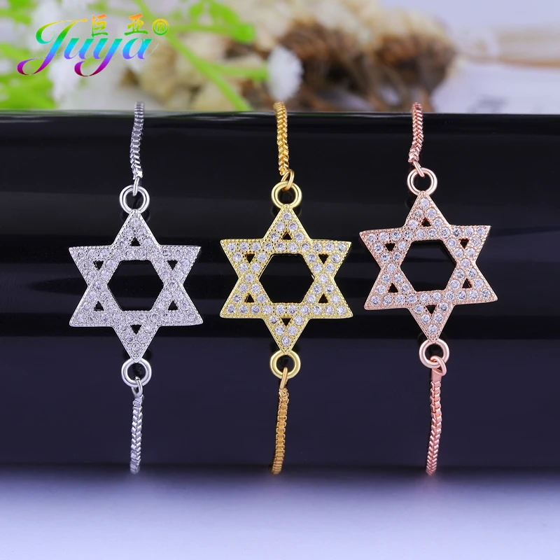 DIY Craft Jewelry Charm Bracelets Micro Pave Zircon Star Of David Bracelets For Women Girls Adjustable Chain Judaism Bracelets
DIY Craft Jewelry Charm Bracelets Micro Pave Zircon Star Of David Bracelets For Women Girls Adjustable Chain Judaism Bracelets