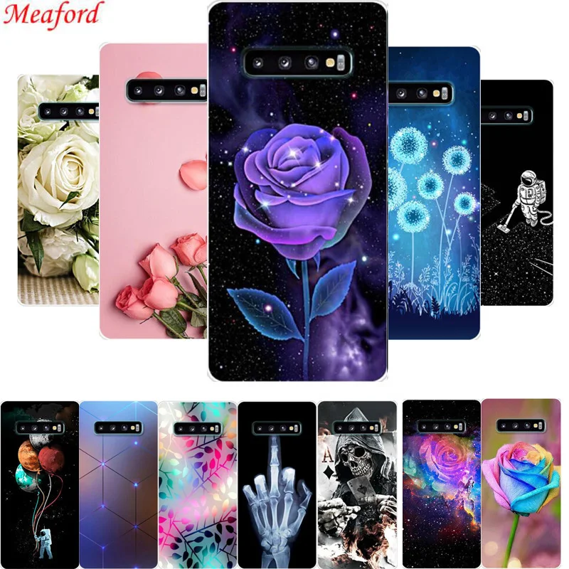 Цветочный чехол для Samsung Galaxy S10 Plus + Мягкий Силиконовый ТПУ телефона S10e lite задняя