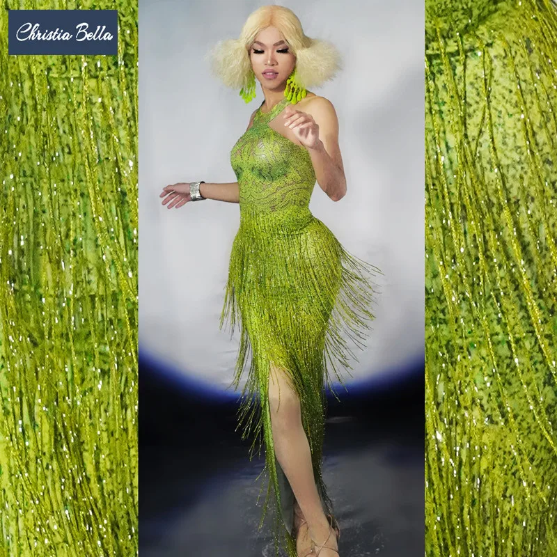 Christia Bella Sexy Tassel Long Dress Women Stretch Sleeveless Rhinestones One-piece Dress Nightclub Prom Latin Dance Costumes
Christia Bella Sexy Tassel Long Dress Women Stretch Sleeveless Rhinestones One-piece Dress Nightclub Prom Latin Dance Costumes