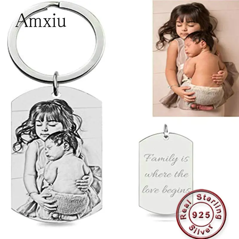 Amxiu Custom Photo 925 Sterling Silver Keychain Engrave Name Words Key Accessories Square Jewelry Women Men Gifts Kids ID Tags
Amxiu Custom Photo 925 Sterling Silver Keychain Engrave Name Words Key Accessories Square Jewelry Women Men Gifts Kids ID Tags