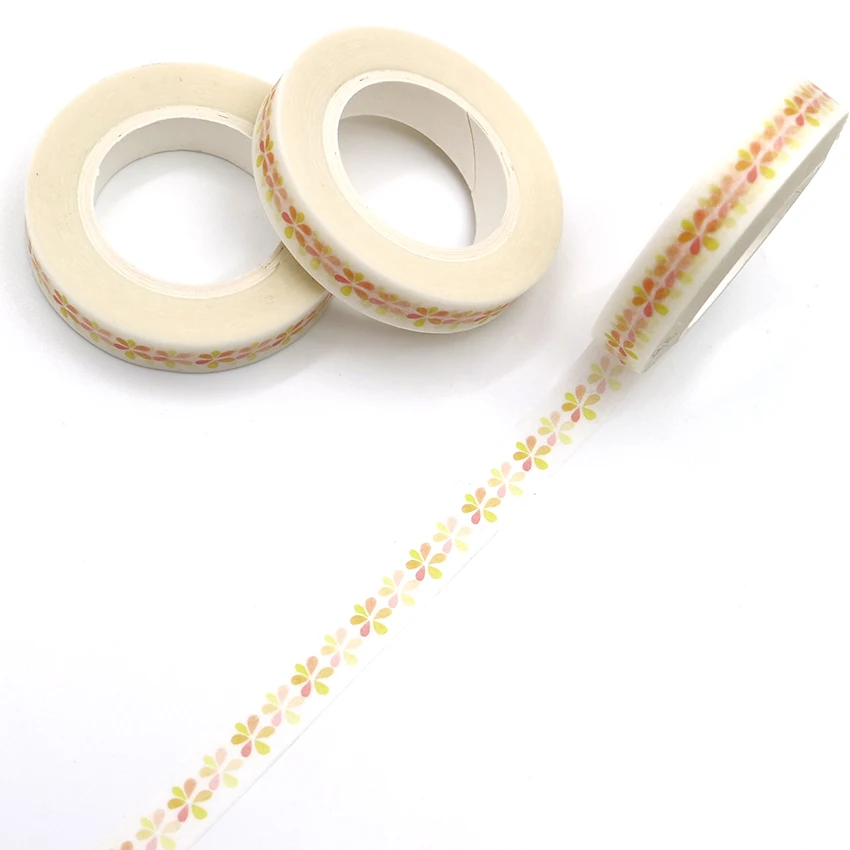 10m*8mm Yellow Colored Flower Washi Masking Tape Slim Decorative Adhesive DIY Decorative Color Paper Adhesive Tapes 1 PCS
10m*8mm Yellow Colored Flower Washi Masking Tape Slim Decorative Adhesive DIY Decorative Color Paper Adhesive Tapes 1 PCS