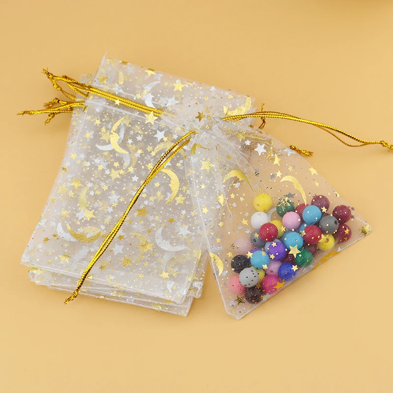 Free Shipping! 100pcs/lot 9*12cm White with gold Printed Star&Moon Organza Bags Drawstring bags Beads Pack Gift Pouches
Free Shipping! 100pcs/lot 9*12cm White with gold Printed Star&Moon Organza Bags Drawstring bags Beads Pack Gift Pouches