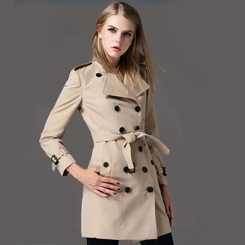2018 winter Burdully brand trench Coat for Women classic plaid England Style Trench elegant double breasted khaki outwears
2018 winter Burdully brand trench Coat for Women classic plaid England Style Trench elegant double breasted khaki outwears