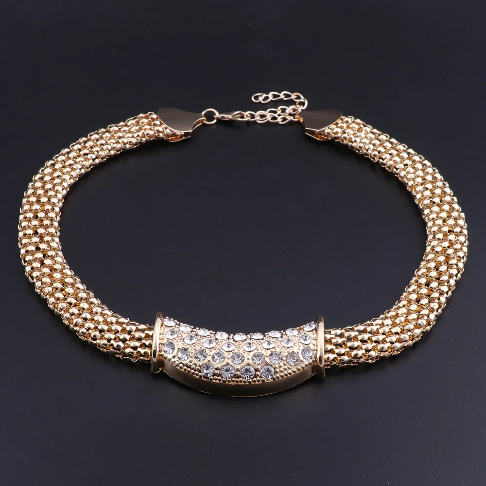 CYNTHIA золотой цвет Дубай Африканский белый кристалл ожерелье браслет серьги