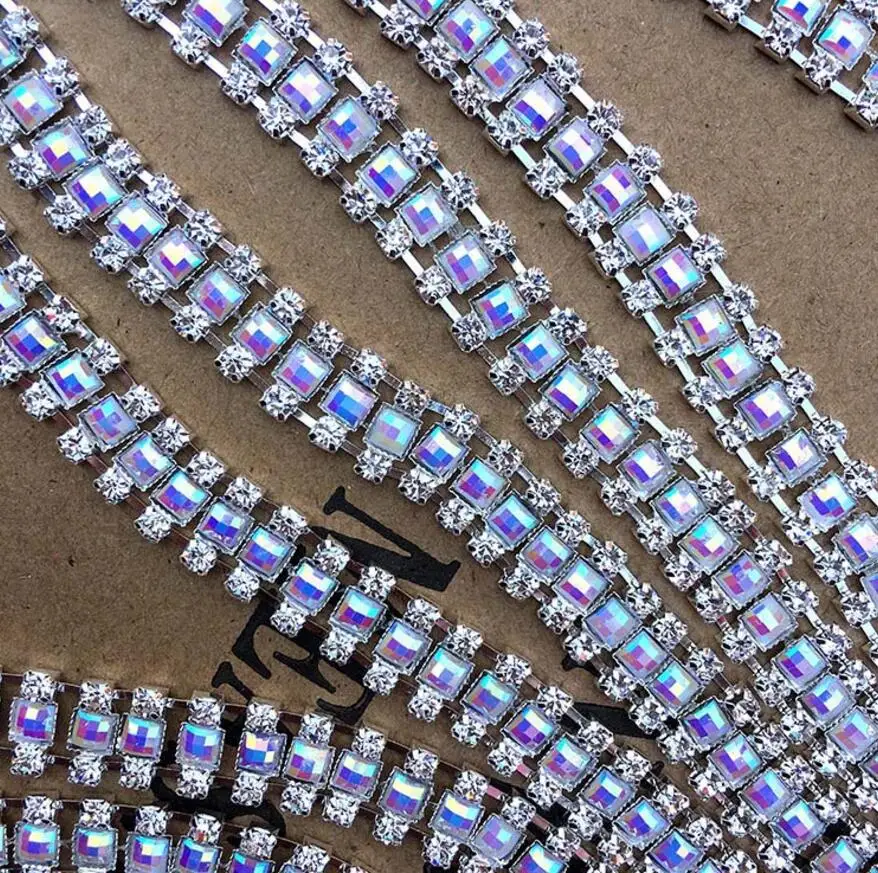 1Yard AB Crystal Rhinestones Silver Plated Ribbon Chain Trim For Wedding dress Collar Decoration accessories
1Yard AB Crystal Rhinestones Silver Plated Ribbon Chain Trim For Wedding dress Collar Decoration accessories