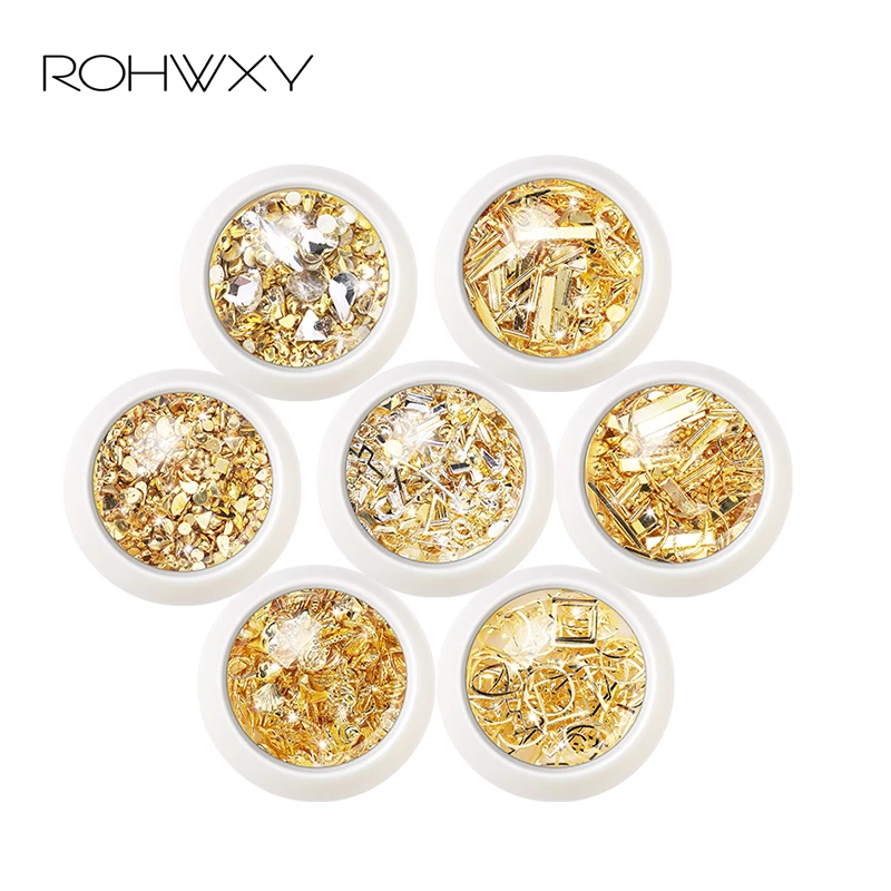 ROHWXY смешанные золотые серебряные полые 3D украшения для дизайна ногтей Смешанная