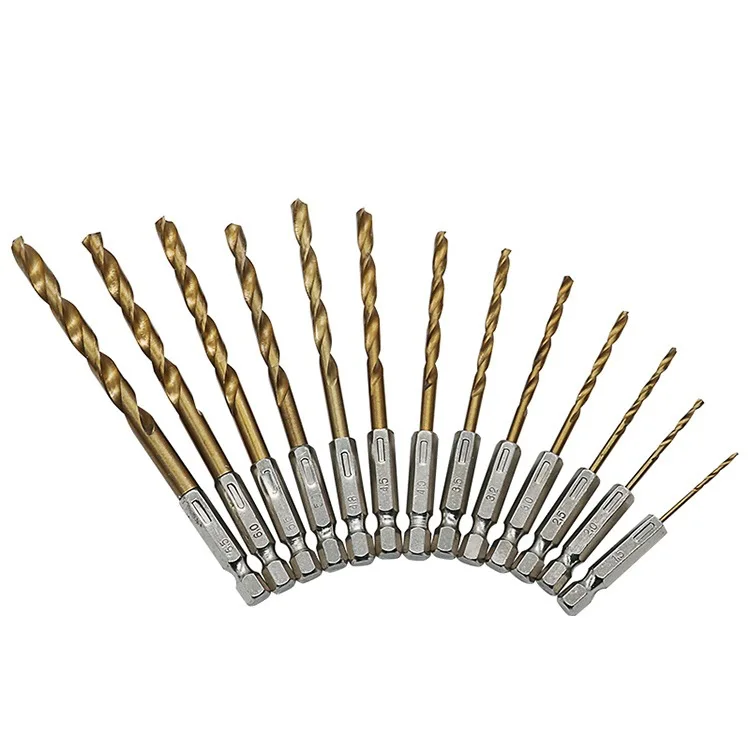 13pcs/lot HSS High Speed Steel Titanium Coated Drill Bit Set 1/4 Hex Shank 1.5-6.5mm
13pcs/lot HSS High Speed Steel Titanium Coated Drill Bit Set 1/4 Hex Shank 1.5-6.5mm