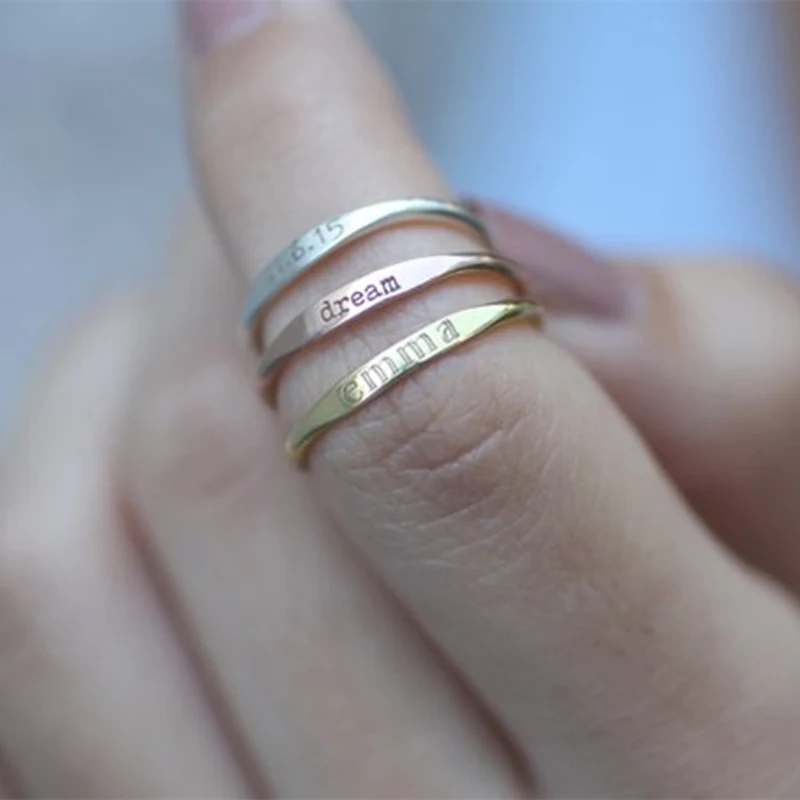 Rose Gold Color Personalized Name Rings For Women Men Wedding Jewelry Stainless Steel Custom Engraved Nameplate Anillos Mujer
Rose Gold Color Personalized Name Rings For Women Men Wedding Jewelry Stainless Steel Custom Engraved Nameplate Anillos Mujer