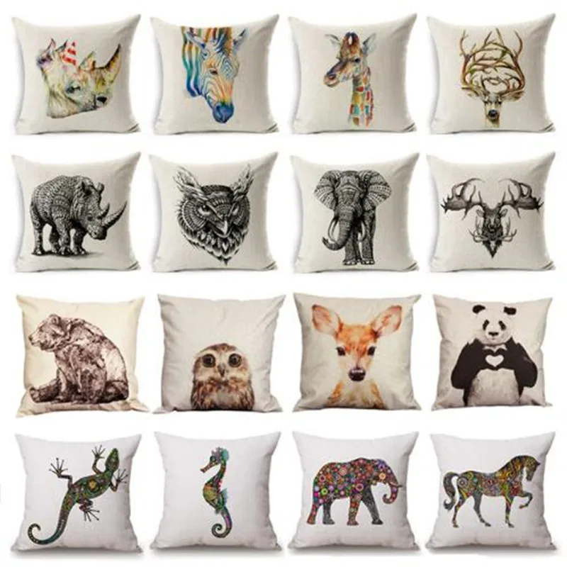 Wild Animal Decorative Cushion Cover 45x45CM Elephant Owl Elk Square Cotton Linen cushion cover
Wild Animal Decorative Cushion Cover 45x45CM Elephant Owl Elk Square Cotton Linen cushion cover