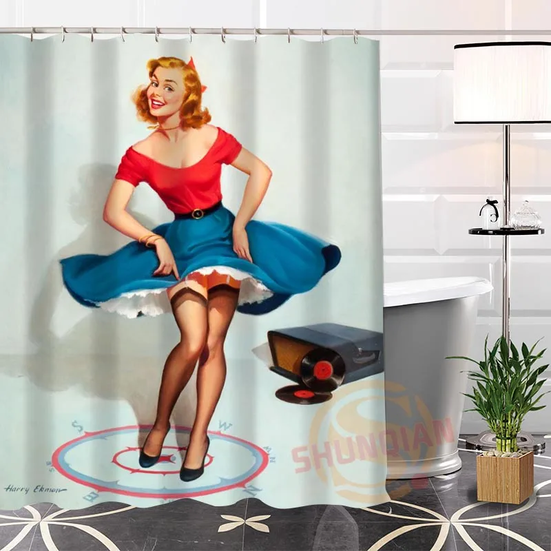 Custom Pin Up Girls Art Paintings Shower Curtain 100% Polyester Fabric New arrival Popular Modern bathroom Curtains
Custom Pin Up Girls Art Paintings Shower Curtain 100% Polyester Fabric New arrival Popular Modern bathroom Curtains