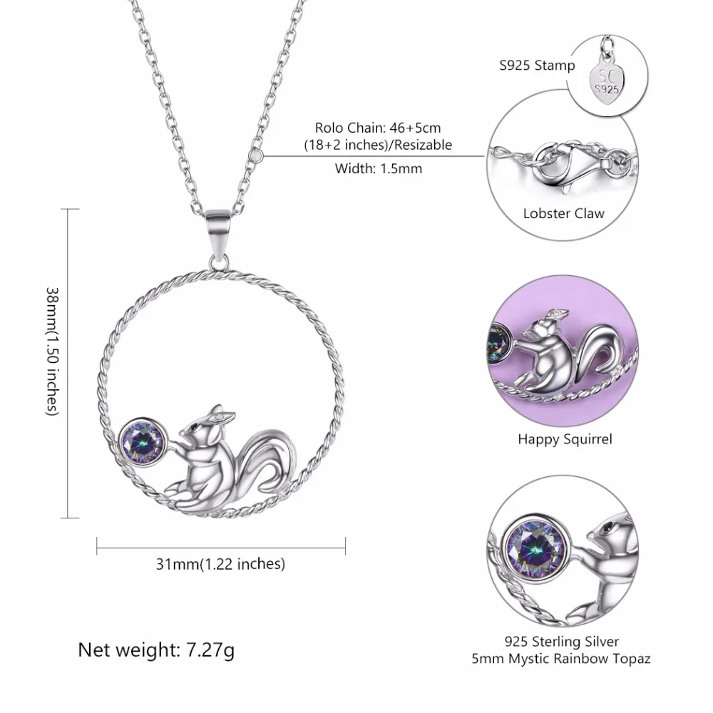 Collare 100% 925 Sterling Silver Squirrel Playing Pendant Women Cute Animal Jewelry Valentine's Gift Girls' Dainty Necklace P631
Collare 100% 925 Sterling Silver Squirrel Playing Pendant Women Cute Animal Jewelry Valentine's Gift Girls' Dainty Necklace P631