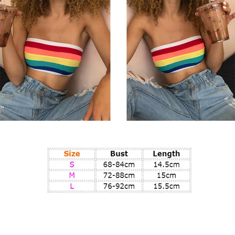 Hot Summer Women Crop Tops Striped Rainbow Sexy Off-shoulder Camis boob Tube Tops Strapless Bra Casual Ladies Vests Tank Top
Hot Summer Women Crop Tops Striped Rainbow Sexy Off-shoulder Camis boob Tube Tops Strapless Bra Casual Ladies Vests Tank Top