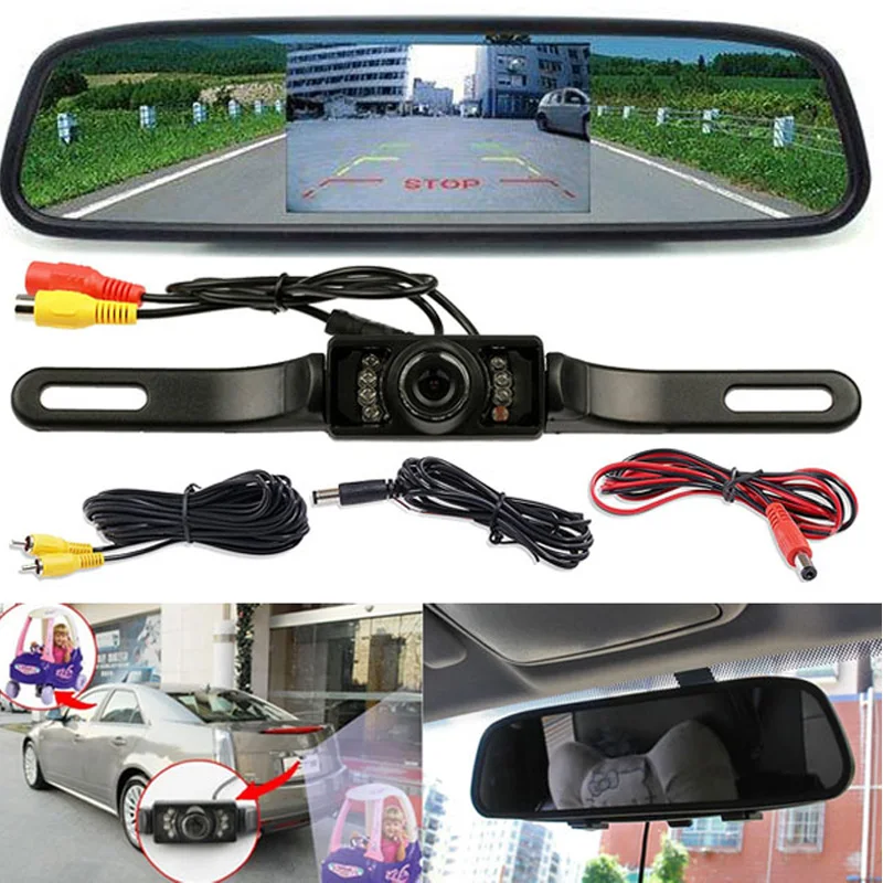 Car Parking Rear View Camera System 4.3" TFT LCD Mirror Monitor +Vehicle 7LEDs IR Night Vision Reversing Backup Camera
Car Parking Rear View Camera System 4.3" TFT LCD Mirror Monitor +Vehicle 7LEDs IR Night Vision Reversing Backup Camera
