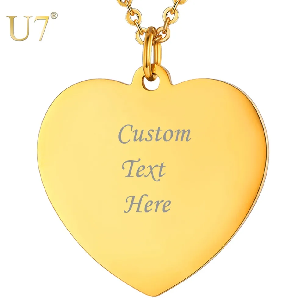U7 Heart Stainless Steel Customized Engraved Text Necklaces Blank Necklace Women / Men Personalized Name Jewelry ID Tag P1231
U7 Heart Stainless Steel Customized Engraved Text Necklaces Blank Necklace Women / Men Personalized Name Jewelry ID Tag P1231