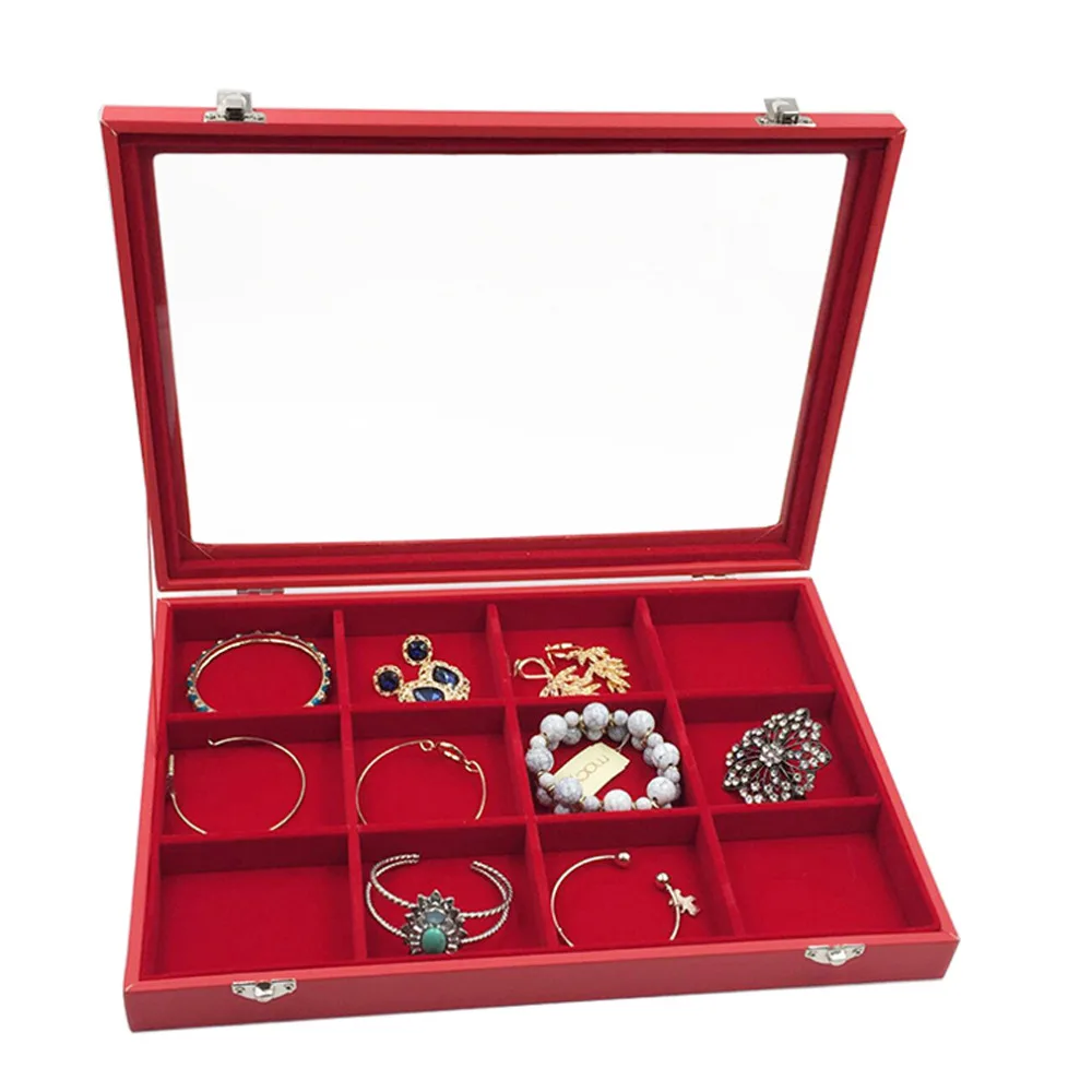 12 slot Red Jewelry Box Glass Cover Ring Storage Box Stud Earring Box Wheel Stud Earring Jewelry Holder Accessories Display Rack
12 slot Red Jewelry Box Glass Cover Ring Storage Box Stud Earring Box Wheel Stud Earring Jewelry Holder Accessories Display Rack