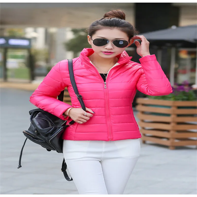 Autumn Winter New Cotton Jacket European and American Style Woman Long-sleeved Stand Collar Large Size | Женская одежда