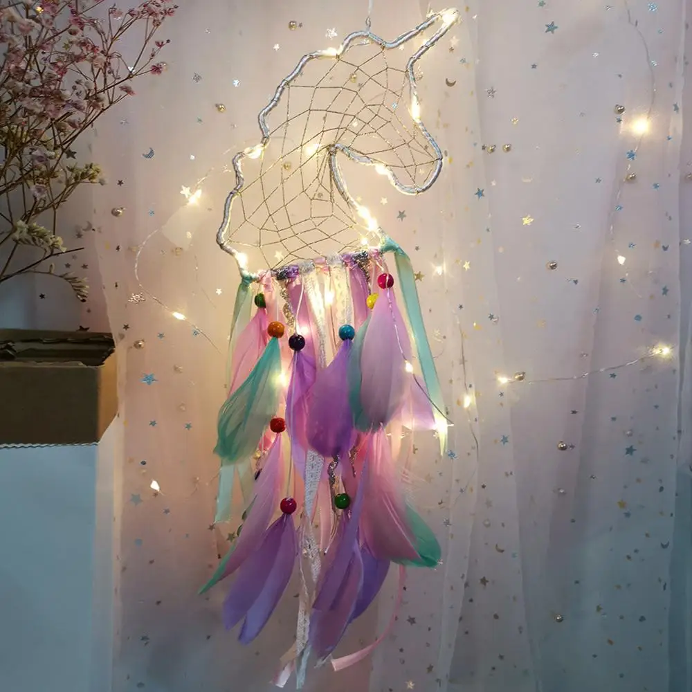Большой светодиодный ночсветильник в виде единорога Настенный декор перо Ловец