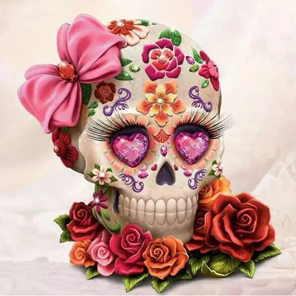 Diamond Painting Cross Stitch Flower Skull Picture Of Rhinestones Full Round Diamond Enbroidery Mosaic Handicraft Arts Crafts
Diamond Painting Cross Stitch Flower Skull Picture Of Rhinestones Full Round Diamond Enbroidery Mosaic Handicraft Arts Crafts