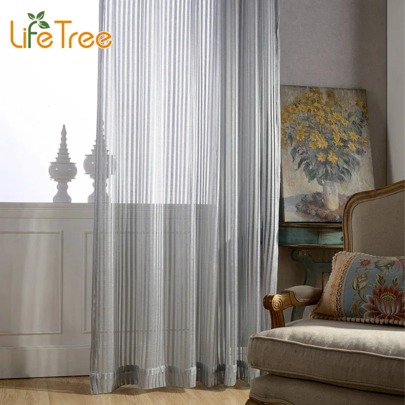 Grey Stripe Tulle Curtains For Bedroom Modern Voile Curtains In Living Room Window Sheer Custom Made
Grey Stripe Tulle Curtains For Bedroom Modern Voile Curtains In Living Room Window Sheer Custom Made