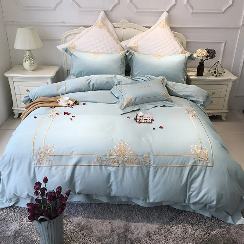 Luxury Blue 80S Egyptian cotton Embroidery Royal Bedding sets Queen King Wedding Duvet cover Bed sheet set Pillowcases 4/6pcs
Luxury Blue 80S Egyptian cotton Embroidery Royal Bedding sets Queen King Wedding Duvet cover Bed sheet set Pillowcases 4/6pcs