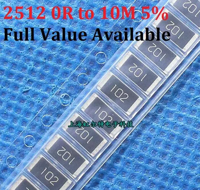 100 шт. 2512 10K ohm 5% 0R до 10M 10R 100R 220R 330R 470 1K 2 K 100K 1R SMD чиповый резистор 2/3/4/5/6/7/8/9/R/K