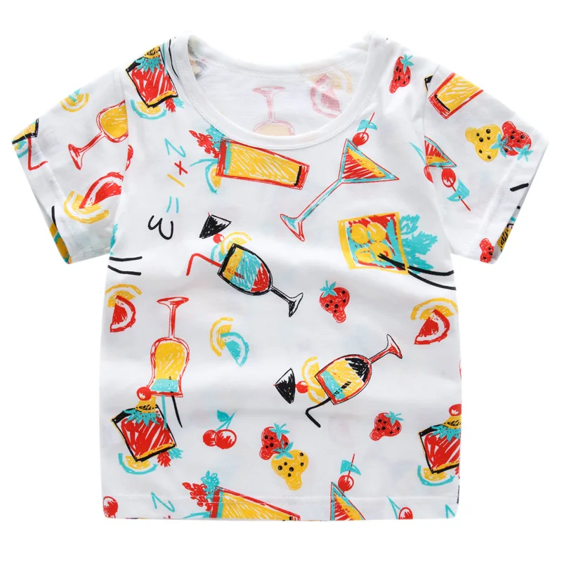 Летние футболки с коротким рукавом для маленьких девочек и мальчиков футболка