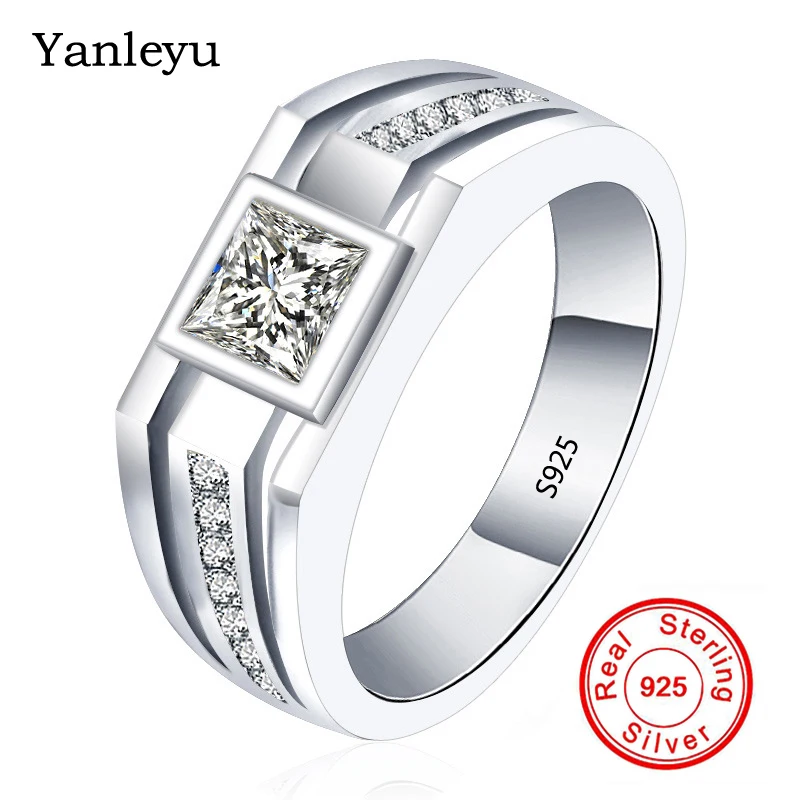 Yanleyu Original Solid 925 Sterling Silver Wedding Rings for Men 1 Carat Zircon CZ Solitaire Ring Engagement Jewelry PR018
Yanleyu Original Solid 925 Sterling Silver Wedding Rings for Men 1 Carat Zircon CZ Solitaire Ring Engagement Jewelry PR018