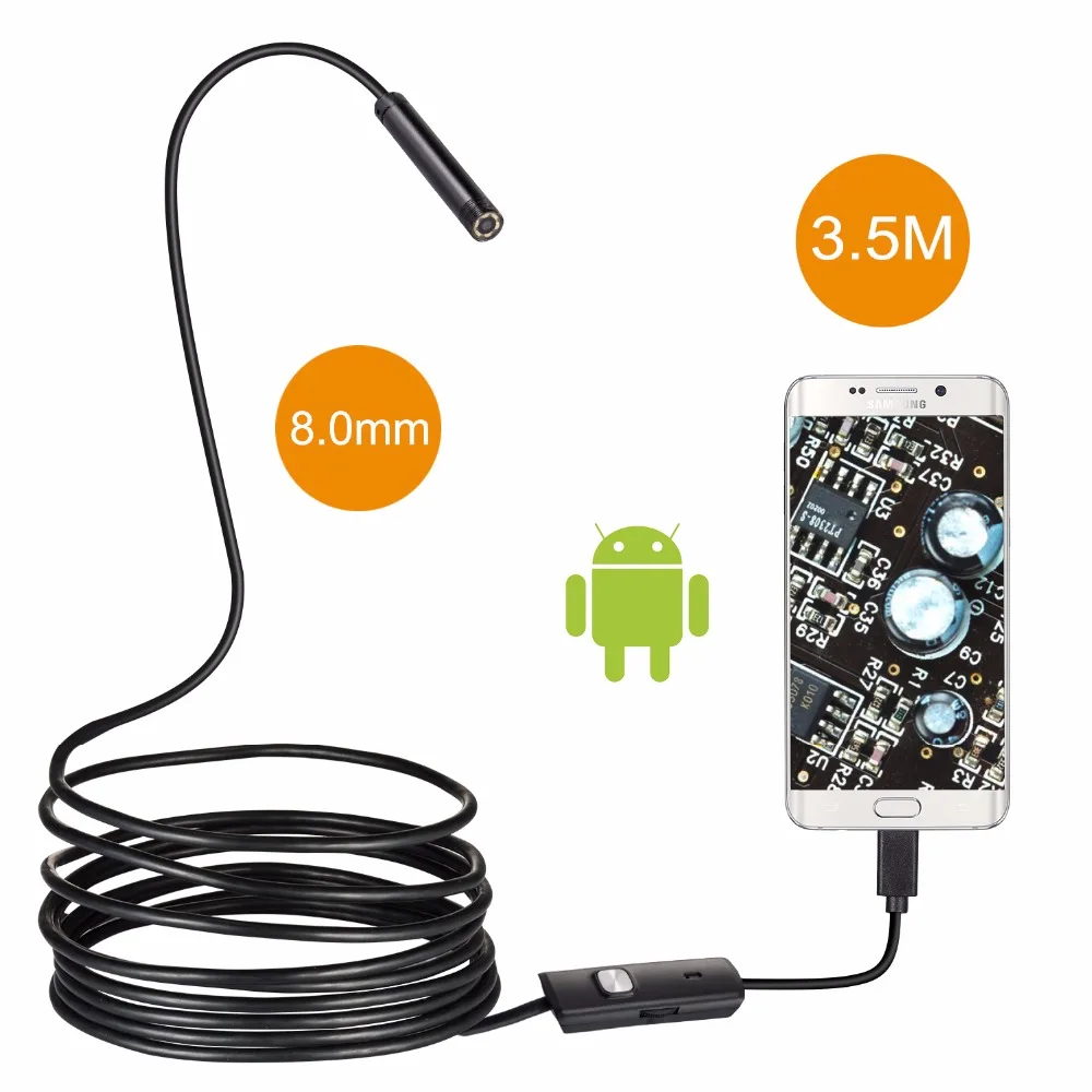 1M/2M/5M 3.5M Flexible 8.0mm Endoscope Camera USB Android Endoscope Waterproof 6 LED Borescope Inspection Camera For Android PC
1M/2M/5M 3.5M Flexible 8.0mm Endoscope Camera USB Android Endoscope Waterproof 6 LED Borescope Inspection Camera For Android PC