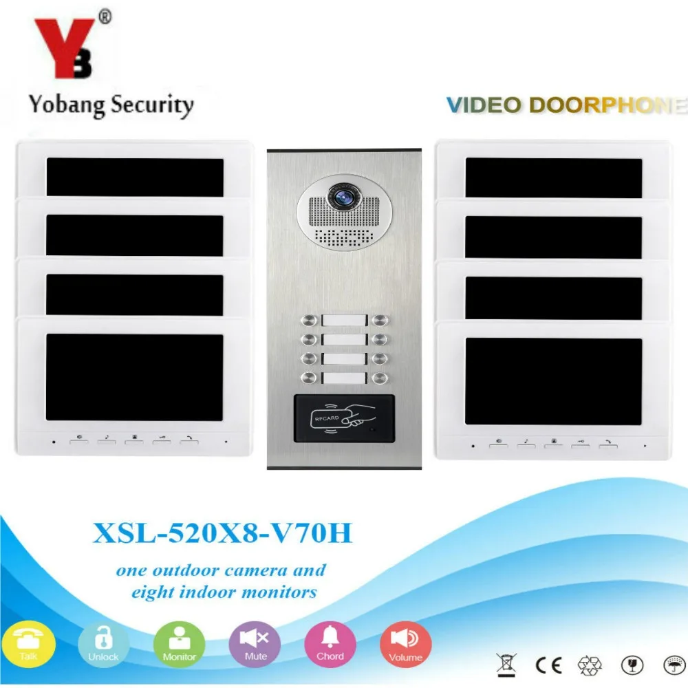 Yobang Security 7inch Video Screen with Night Vision RFID IP Camera Waterproof Door Phone Intercom Doorbell System For Household |