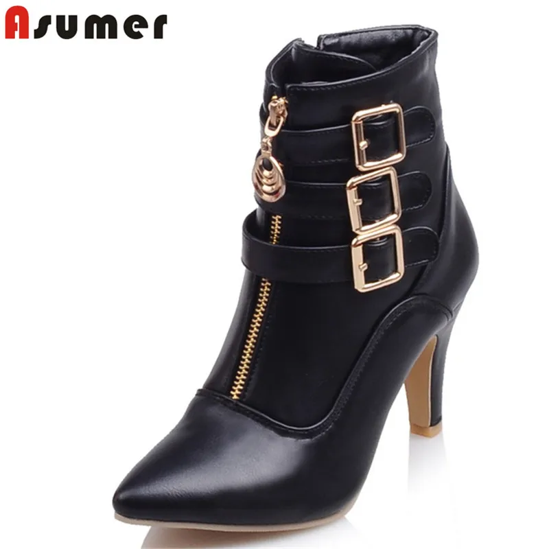 ASUMER Size 34-45 New 2021 Women boots high heels pu leather ankle boots for women shoes with buckle pointed toe high heel boots
ASUMER Size 34-45 New 2021 Women boots high heels pu leather ankle boots for women shoes with buckle pointed toe high heel boots