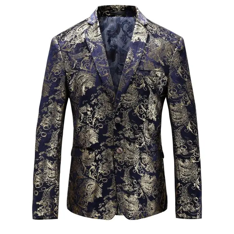 Men Shawl Lapel high-grade Blazer Designs Gold Flowers Sequins Suit Jacket DJ Club Stage Singer Clothes dropshipping top coat
Men Shawl Lapel high-grade Blazer Designs Gold Flowers Sequins Suit Jacket DJ Club Stage Singer Clothes dropshipping top coat