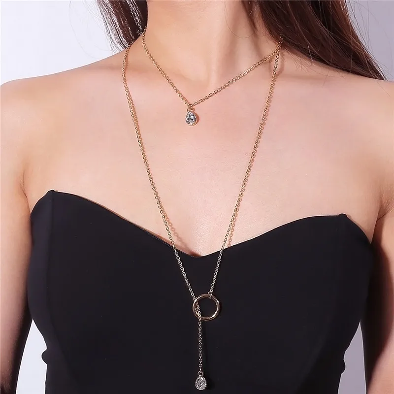 Колье bijoux en acier inoxydable Мода Минимализм Личность украшение Многоэтажный ключицы