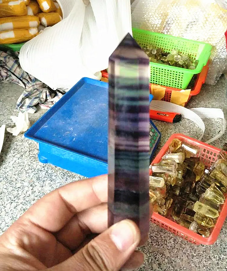 150 г 1pce натуральный флюорит Кристалл исцеляющая палочка кварцевый пионт | Дом и