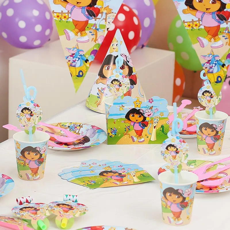 Dora Party Decoration Dora The Explorer Disposable Tableware Set Paper Plate/Cup/Napkins/Banner Kids Birthday Party Decor Suppli
Dora Party Decoration Dora The Explorer Disposable Tableware Set Paper Plate/Cup/Napkins/Banner Kids Birthday Party Decor Suppli