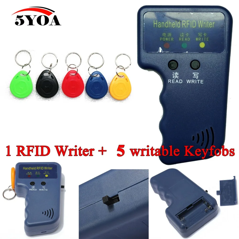 Handheld 125KHz EM4100 RFID Copier Writer Duplicator Programmer Reader + 5pcs EM4305 Rewritable ID Keyfobs Tags Card T5577 5200
Handheld 125KHz EM4100 RFID Copier Writer Duplicator Programmer Reader + 5pcs EM4305 Rewritable ID Keyfobs Tags Card T5577 5200