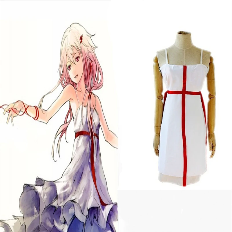 Хит продаж Аниме Guilty Crown костюмы для косплея Yuzuriha Inori черный/Белое платье